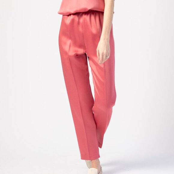 FORTE FORTE Envers Satin Crepe Pants in Hibiscus - Picture 4 of 4